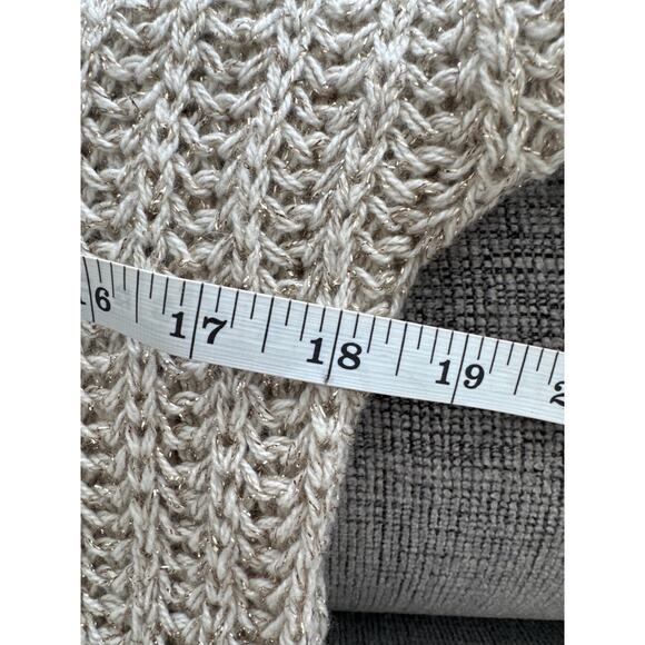 Abercrombie & Fitch Open Knit Gold Metallic Sweater Beige Women's Size S - Picture 8 of 10